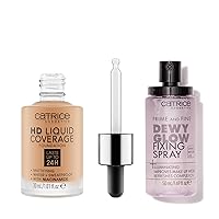 Catrice | HD Foundation 46 & Prime & Fine Dewy Glow Spray Bundle | Full Coverage Makeup | Vegan & Cruelty Free