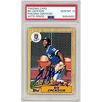 Bo Jackson Signed 1987 Topps Future Stars Rookie Card RC #170 PSA GEM MT 10 AUTO - Football Slabbed Autographed Rookie Cards