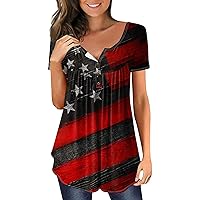 Tunic Tops for Women Round Neck Classy Casual Tops for Women 2024 Trendy Vintage Short Sleeve Women Going Out