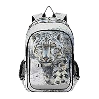 ALAZA Watercolor Cute Snow Leopard Wild Animal Laptop Backpack Purse for Women Men Travel Bag Casual Daypack with Compartment & Multiple Pockets