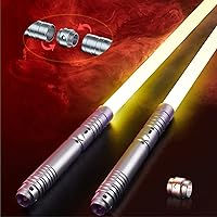 Lightsaber Kids Toy Alloy Hilt Update 15 Colors with 3 Modes Type-C Rechargeable 2 in 1 Dueling Light Saber for Kids and Adults Children's Day (2 Pack Silver)