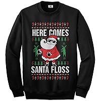 Threadrock Here Comes Santa Floss Ugly Christmas Sweater Kids Youth Sweatshirt