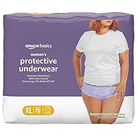 Amazon Basics Incontinence & Postpartum Underwear for Women, Maximum Absorbency, Extra Large, 16 Count, Lavender (Previously Solimo)