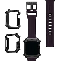 UAG Apple Watch Band 49/45/44/42mm, iWatch Series Ultra/1-8/SE2/SE Replacement Strap, Scout Eggplant + Apple Watch Case 44mm, iWatch Series 6/5/4/SE2/SE Protective Bumper Case, Black/Black
