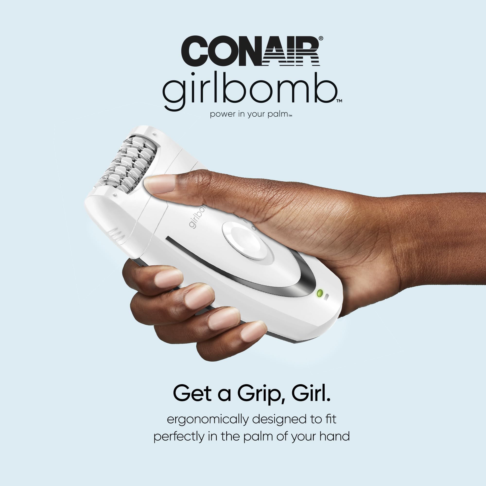 Conair GIRLBOMB Epilator with Ice Roller for Smooth and Soft Skin, Hair Removal Device, Epilator for Women, Women’s Shaver & Trimmer, 3-Piece Set with Ice Roller Attachment, Cordless/Rechargeable