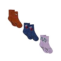 Sesame Street Grover Count Snuffy Baby Toddler Boys Girls 3 Pack Quarter Socks with Grippers (Grover Count 3 Pk, 2T-3T)