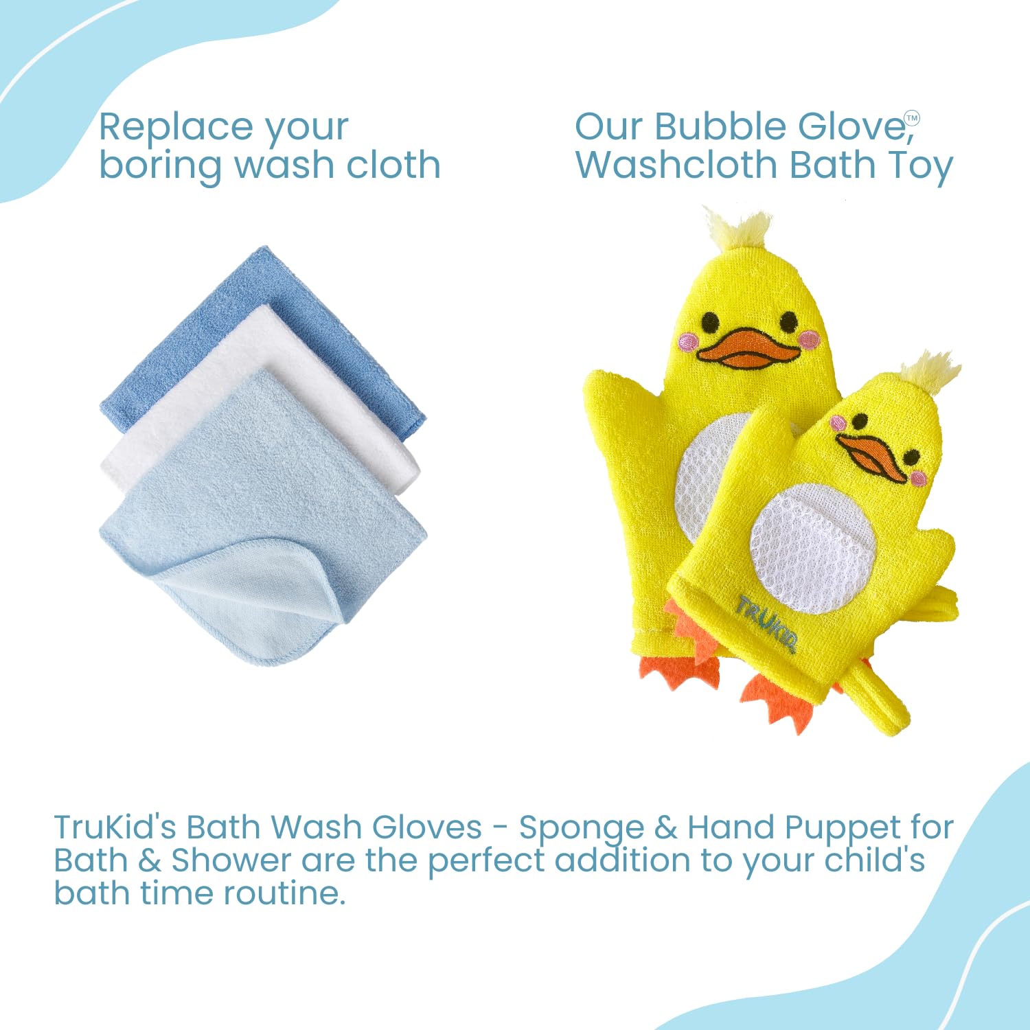 TruKid Bubble Podz & BubbleGlove Bundle - Includes 2-Set of Bath Wash Gloves for Parent & Child, Bubble Bath Pods Unscented 10ct, Baby Bath Essentials, Gentle for Sensitive Skin of Kids, Toddlers