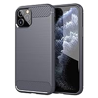 Case for Apple iPhone 11 PRO MAX - Cover in Brushed Gray - Mobile Phone Cover Made of TPU Silicone in Stainless Steel Carbon Fiber Optics - Silicone Ultra Slim Soft Back Cover Case Bumper