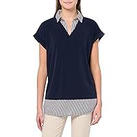 Adrianna Papell Women's Solid Knit Twofer with Printed Woven Combo