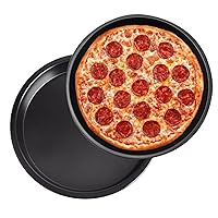 Pizza Tray 2Pcs Carbon Steel Non-Stick Pizza Baking Pan 10 Inch Round Pizza Oven Tray Dishes for Pie Microwave Oven Baking Serving Pizza Trays