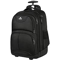 MATEIN Rolling Backpack, 17 inch Water Resistant Wheeled Laptop Backpack, Carry on Luggage Business Bag, Overnight College Computer Backpack Trolley Suitcase for Men Women Adults to Travel, Black