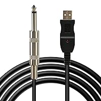 USB Guitar Cable, USB Guitar Cord Male to 6.35mm 1/4