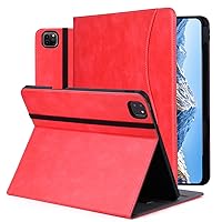 HFcoupe iPad Pro Case 12.9 inch Generation 6th 2022 /Gen 5th 2021, iPad Pro 12.9 Cases with Pencil Holder and Pocket, Multiple Angles Viewing Folio Cover with Auto Sleep/Wake, Red