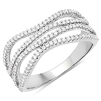 0.46 Carat Genuine White Diamond 14K White Gold Ring (F-G Color, SI Clarity)