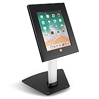 Pyle Anti-Theft Tablet Security Stand Kiosk - Aluminum Metal Countertop Desktop Desk Table Mount Tablet Case Holder w/ 14 Inch Pole, Tilt Adjustable, Designed for iPad 2 3 4 Air Tablets PSPADLK12