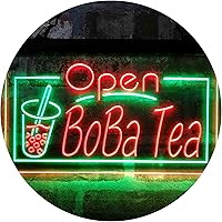ADVPRO Boba Tea Open Café Dual Color LED Neon Sign Green & Red 24 x 16 Inches st6s64-i4031-gr