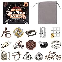 15pcs Brain Teaser Puzzles, Metal Wire Puzzles Set, Mind Smart Game IQ Challenge Puzzle Games, Educational IQ Test Unlock Interlocking Toy Lock Puzzles Gift for Adults Teenagers