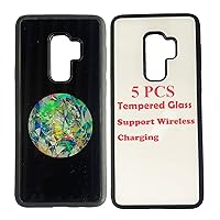 5PCS Sublimation Blanks Phone Case Covers Compatible with Samsung Galaxy S9 Plus,Tempered Glass Easy to Sublimate DIY, 2 in 1 2D Soft Rubber TPU Heat Transfer Support Wireless Charging