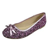 Wedding Party Girl's Glitter Sparkling Dress Shoes Slip On Pink, Purple & Gold (07, Pink)
