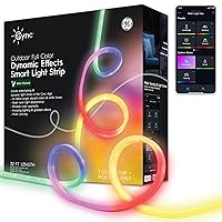 GE CYNC Dynamic Effects Smart LED Light Strip with Music Sync, Color Changing Waterproof Outdoor LED Strip Lights, Work with Amazon Alexa and Google, 32 Ft