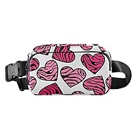 Zebra Pink Hearts Belt Bag for Women Men Water Proof Sling Bags with Adjustable Shoulder Tear Resistant Fashion Waist Packs for Travel