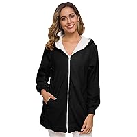 Andongnywell Women Plus Size Winter Warm Hoodie Coat Wool Zipper Cotton Outwear Lamb Wool Hooded Cardigan Jacket (Black,S)