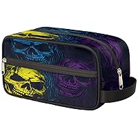 Pardick Neon Skull Travel Makeup Bag Toiletry Bag Cosmetic Case Waterproof Cosmetic Bags with Handle for Purse, Small Toiletry Make Up Bag for Women and Girls