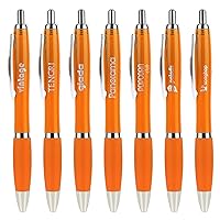 Personalized Pens 100 Pack Promotional Classic Click Pen Printed with Your Logo or Message, Orange