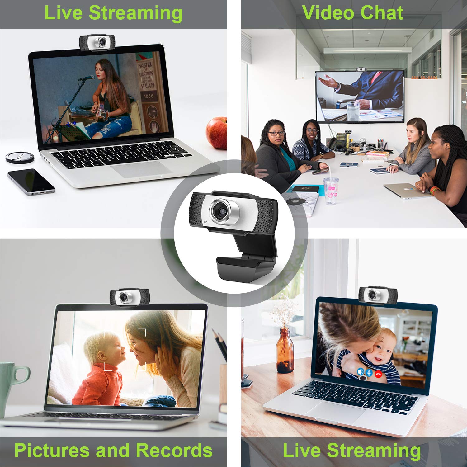 Full HD Webcam 1080P with Microphone,120 Degrees Wide Angle Business Webcams Streaming USB Web Camera - W302 Computer Camera for Video Calling, Recording, Conferencing, Teaching, OBS, PC Laptop