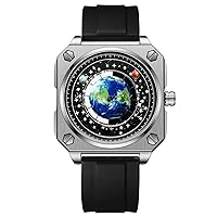 rorios Men's Creative Watches Unique Hands Watch Analogue Quartz Square Watch ERD Dial Watch Fashion Design Stainless Steel for Men