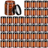 40 Pcs Amber Plastic Jars with Lids Round Cosmetic Containers Amber Jars Refillable Cosmetic Jars for Powder Liquid Food Storage Kitchen Cosmetic Lotion Ointments Creams Essential Oil (8 oz)