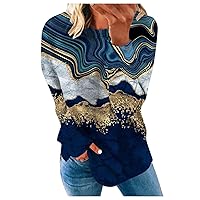 Trendy Print Loose Tops for Women Vintage Round Neck Plus Size T-Shirts Long Sleeve Casual Tops Sweatshirt Hoodies