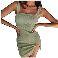 Women Fashion Causal Summer Solid Color Sleeveless Backless Sherth Clubwear Mini Dress