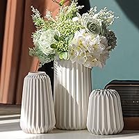 White Ceramic Vase -Set of 3 Boho for Modern Home Decor,Nordic Minimalism Decor Office Entryway Living Room Centerpiece Table Decorations Vases