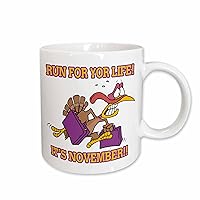 3dRose mug_104302_1 Run for Life Thanksgiving Turkey Humor Ceramic Mug, 11-Ounce