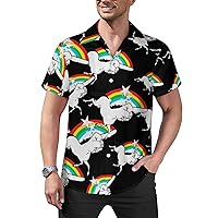 Middle Finger Fuck UnicornMen's Hawaiian Shirt Short Sleeve Shirt Cuban Collar Tropical Holiday Beach Shirt