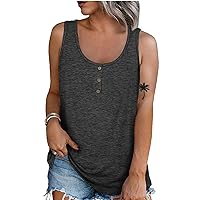 UOFOCO Women's Summer Tank Top Cami Shirts Solid Womens Tops Tees Blouses Sleeveless Casual Loose Low Collar T Shirts Dark Gray Medium