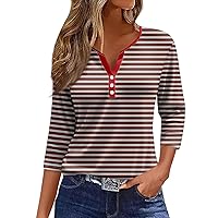 Shirts for Women, Trendy Summer Striped Button Up Short Sleeve Loose Fit Basic Women's Country Shirt, S, 3XL