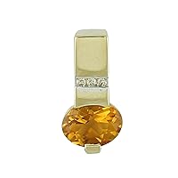 Carillon Stylish Citrine Natural Gemstone Oval Shape Pendant 10K, 14K, 18K Yellow Gold Jewelry