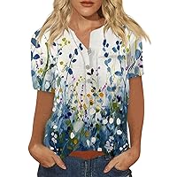 Summer Tops for Women 2024 Womens Short Sleeve Tops Trendy Graphic Tees Lightweight Ladies Crew Neck Blouses Vacation Outfits