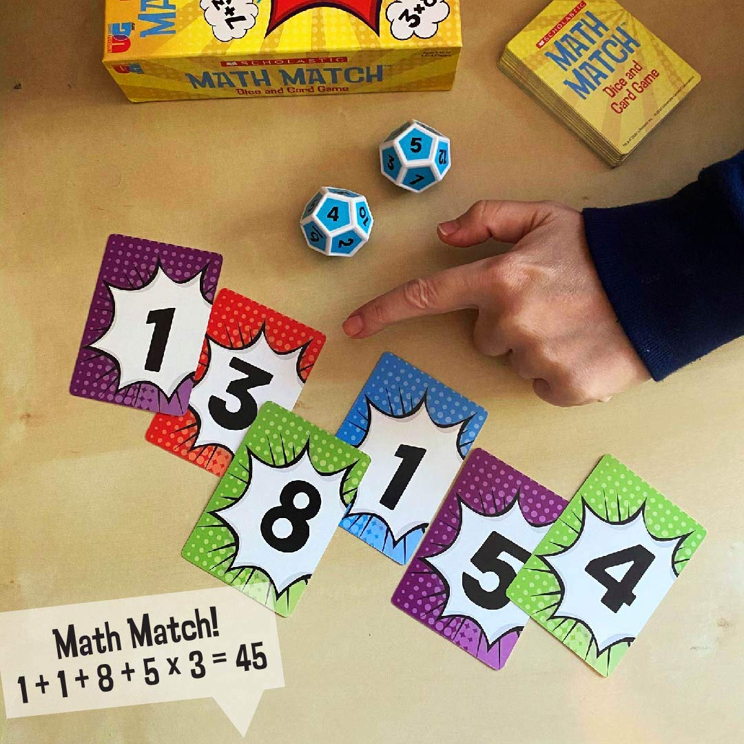 University Games Scholastic, Math Match Dice and Card Game, The Ultimate Mental Math Match for Kids Ages 5 to 12 and 1 to 4 Players from (00707)