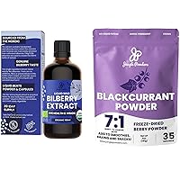 Wild Bilberry Extract for Eyes USDA Organic 3.4oz Blackcurrant Powder Bundle Freeze Dried Black Currant Extract for Smoothies