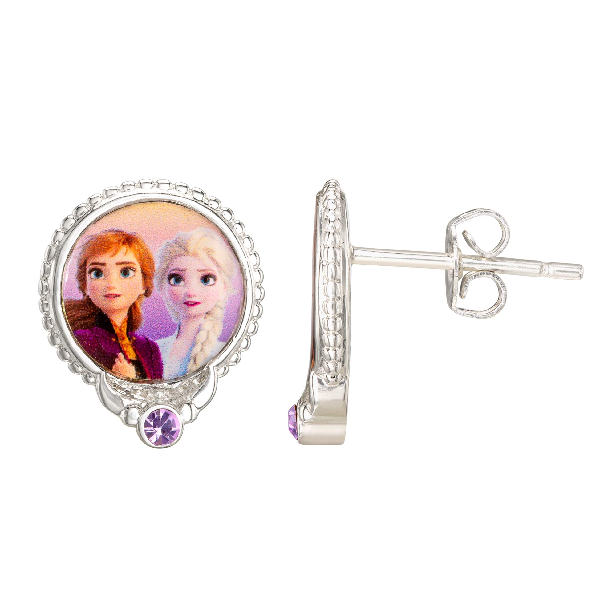 Disney Womens Frozen II Earrings - Silver Plated Stud Earrings with Anna, Elsa, and Olaf - Frozen Earrings - Disney Earrings