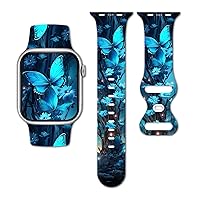 Sport Band Compatible with flower Apple Watch Bands 49mm 45mm 44mm 42mm 41mm 40mm 38mm Women Girl Silicone Floral Printed Fadeless The roses Pattern Design Strap for iWatch Series 9,8,7,6,5,4,3,2,1,SE