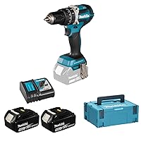 Makita DHP484RTJ Cordless Impact Wrench 18 V/5.0 Ah, 2 Batteries, Charger in MAKPAC, 450 W, 18 V, Blue, Silver