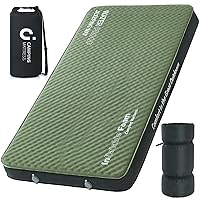 Self Inflating Double Sleeping Pad , Foam Camping Mattress 2 Person with Air Pump Sack, 4
