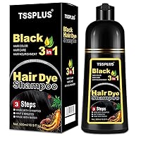 TSSPLUS Professional Hair Color, Herbal Hair Dye Shampoo Black, Black Shampoo, Shampoo Hair Dye, Instant Black Hair Dye Shampoo, Hair Color Shampoo Gray Hair (Black)