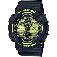 Casio G-Shock GA-140DC-1ADR Resin Band Analog-Digital Watch for Men - Black and Neon Yellow, strap, strap, strap