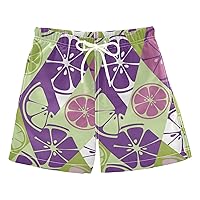 Purple Green Orange Fruit Boys Swim Trunks Swim Beach Shorts Baby Kids Swimwear Board Shorts Beach Pool Essentials,2T