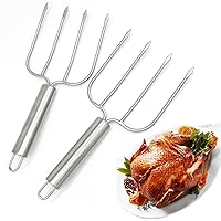 Stainless Steel Turkey & Roast Lifters, Set of 2 - Turkey and Poultry Lifters Roaster Poultry Forks Great for Thanksgiving, Transfer Turkey or Ham Easily